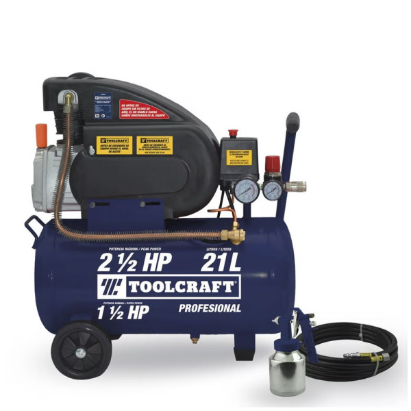 COMPRESOR TOOLCRAFT TC5590 2.5HP+ MANGUERA+PISTOLA